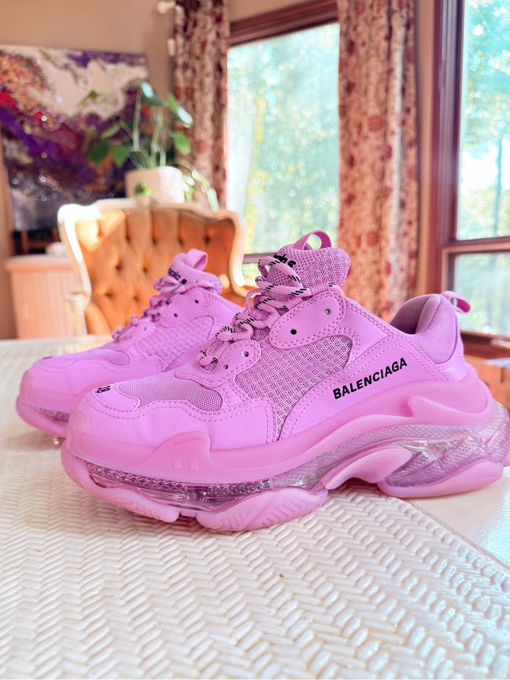 💗BOLD & BUBBLEGUM — AUTHENTIC Pink Balenciaga Triple S Sneakers Sz 38 LIKE NEW